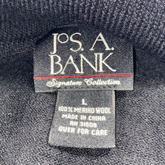 Jos A Bank Men's Traveler 1/4 Zip Merino Wool Pullover Sweater Black Size Large - Picture 9 of 13
